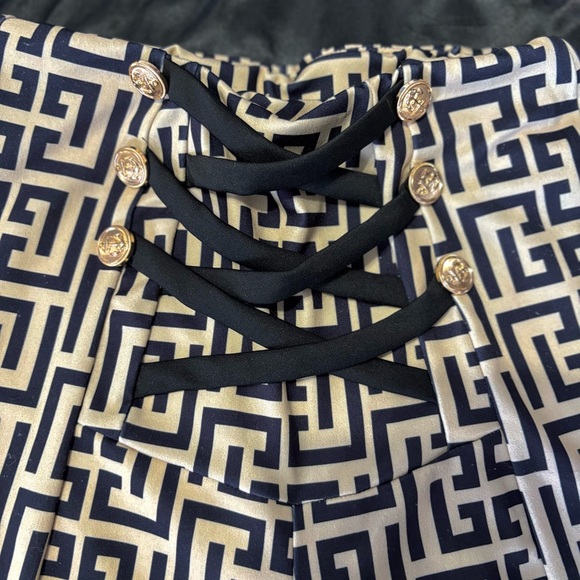 Geometric Patterned Pants with Lace-Up Detail - Picture 3 of 5